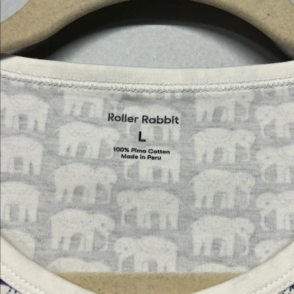 Roller Rabbit Hathi Elephant Print Pajama Top Size Large - Picture 3 of 4